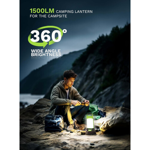 Rechargeable Camping Lantern with 1500LM 2COB Light and 1