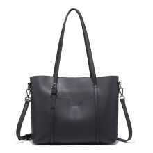 Borsa Tote in Pelle Vegana Morbida Nera, Grande Capacità, Tracolla Regolabile, Borsa a Spalla Donna per Lavoro, Viaggio e Uso Quotidiano