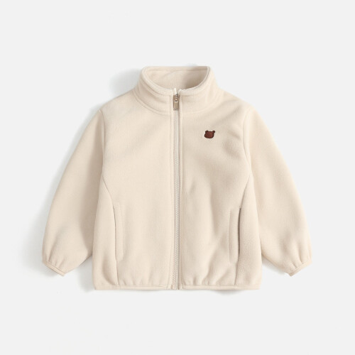 Kids Turtleneck Jacket Solid Color Bear Print Warm-Lined 1