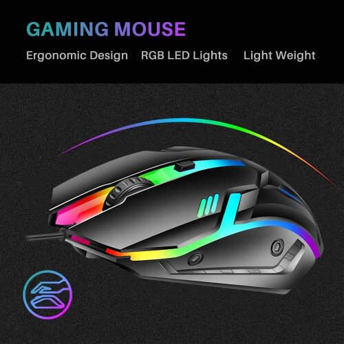 Gaming Keyboard and Mouse Set Rainbow LED Backlit USB For PC Laptop PS4 PS5 Xbox 2