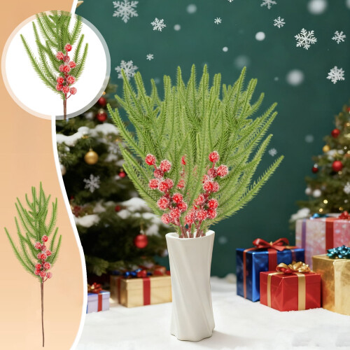 Christmas Pine Cone and Red Berry Picks 15 inch 1
