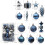 Christmas Ball Ornaments Plastic Glitter Blue White 12pcs 3