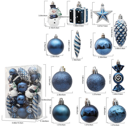 Christmas Balls Ornaments Set Blue White 29 pcs 1