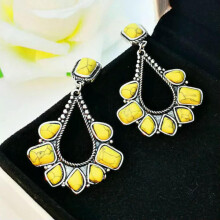 Boho Drop Earrings for Women 925 Silver with Tourmaline 1