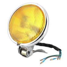 Yellow glass headlight compatible with universal motorcycle in vintage style