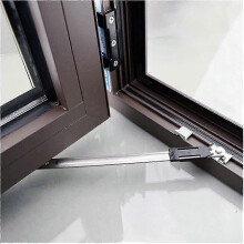 Two-link window restrictor compatible with doors, stainless steel angle controller