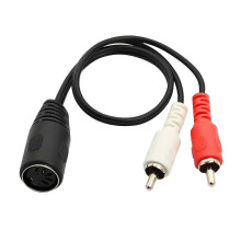 DIN 5 Pin to RCA Cable compatible with Hi-Fi Systems, 1FT Female to 2 Male Audio