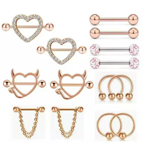 Nipple Bar Ring Piercing Barbell Shield Dangle Stainless 2