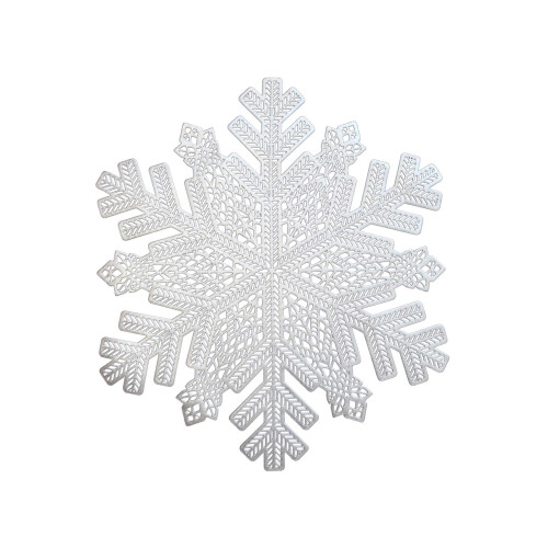 Round Snowflake Placemats Silver Washable Stain-Resistant 2