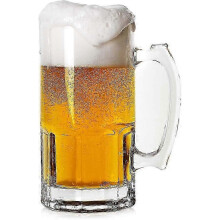 Extra Large 35oz Beer Glass with Handle, Super German Style One Liter Glass compatible with Oktoberfest