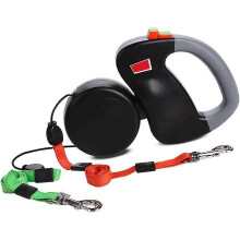Double Retractable Dog Leash, Reincompatible withced Extensible with Anti-slip Handle Double Leash 3 m