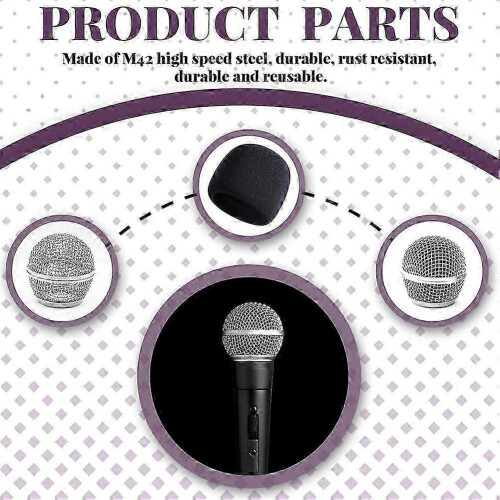4 Pack SM58 Microphone Head Replacement Standard Size Grille Mic Replacement with Foam 1