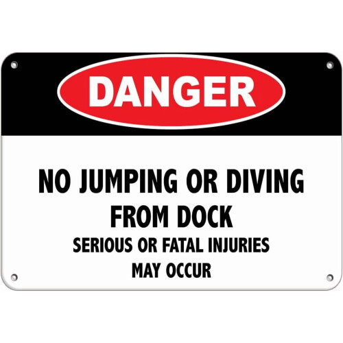 Aluminum Horizontal Danger Sign No Jumping Diving