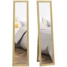 Full Length Mirror, 37 x 157 cm, Hanging or Freestanding, Rectangular Glass Full Body Mirror with Frame for Living Room, Bedroom, Cloakroom, Natural