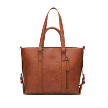 Borsa Tote in Pelle Vegan Marrone, Grande Capacità, Tracolla Regolabile, Borsa a Spalla Elegante per Lavoro, Viaggi e Uso Quotidiano