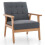 Mid-Century Modern Accent stol, linned polstring, gummitræ stel 2