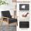 Mid-Century Modern Accent stol, linned polstring, gummitræ stel 5