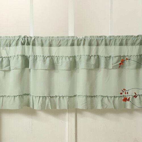 Green Ruffled Short Curtains 40x18in for Bathroom Kitchen 2