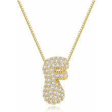 Bubble Letter Necklace 18K Gold Plated Initial Pendant
