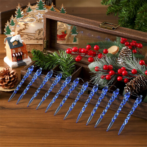 Icicle Pendants Transparent Blue 12 pcs 1