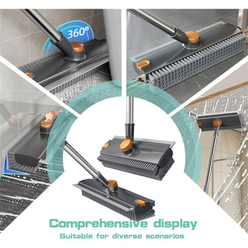 2-in-1 Floor Scrubbing Brush, Multifunctional Scraper Rotating 360 Thickened Floor Brush No Dead Angle Cleaning Tool