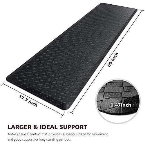 Kitchen Mat Cushioned Anti-Fatigue 17.3" x 60" Black 1