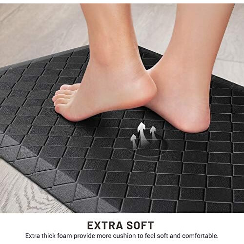 Kitchen Mat Cushioned Anti-Fatigue 17.3" x 60" Black 2