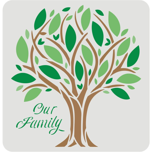 Family Tree Stencil Reusable Plastic 11.8x11.8 Inch