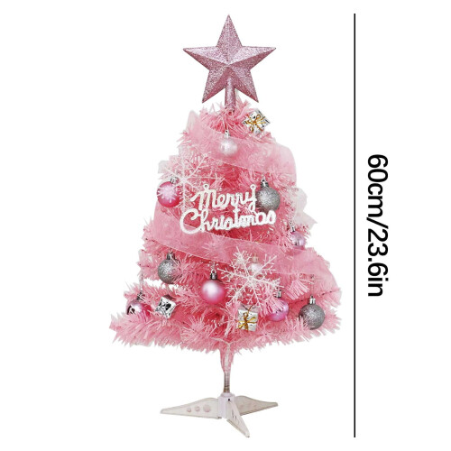 Mini Pink Christmas Tree with LED Lights and Stand 2