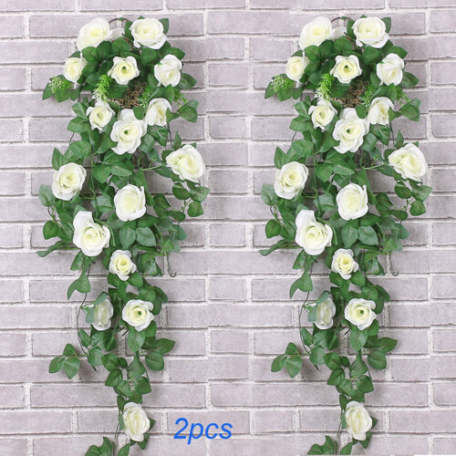Artificial Rose Garland 36 Inch with Leaves 2 Pack