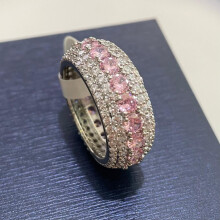 Moissanite Ring for Men in Sterling Silver Pave Setting