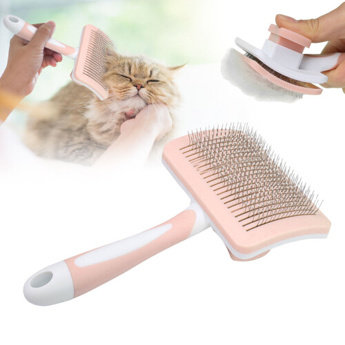 Stainless Steel Pet Deshedding Comb with Release Button