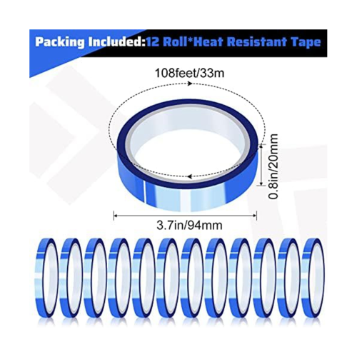 12 rolos de fita térmica azul de 0,8 polegadas x 100 polegadas para sublimação, fita térmica de alta temperatura. 1