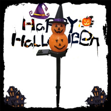 Lampes solaires d'extérieur HBASD pour Halloween, compatibles avec les marqueurs de chemin citrouille chapeau de sorcier, piquets extensibles de 46