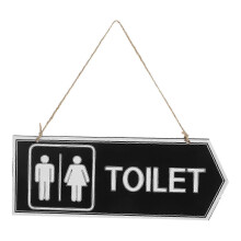 Double-Sided Wooden Bathroom Sign with Hanging Rope Restroom Identification Plaque Wood Restroom Hanging Sign compatible with Home Office Farmhouse