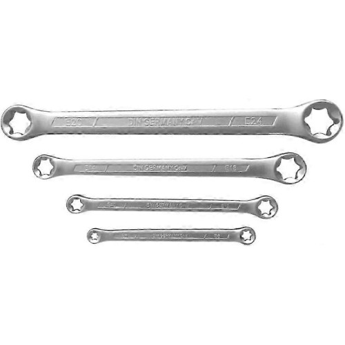 4 Piece TRX-Star E-Torx Box Wrench Set, E6 E8 E10 E12 E14 E18 E20 E24 Torx Tork Set 1