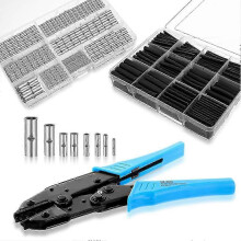 Uninsulated Butt Connector Kits Wire Butt Splice Connectors,Heat Shrink Tubing Kits Wire Crimping Tool compatible with 26 to 6 Gauge