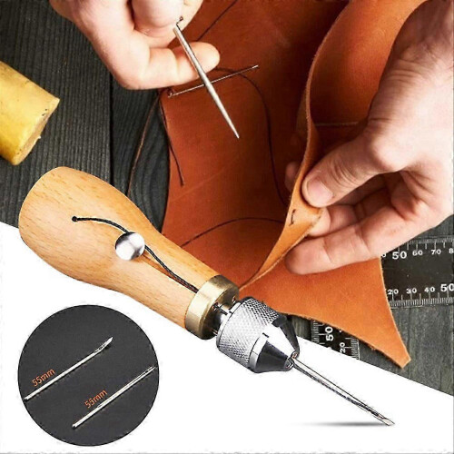 Leather Sewing Awl Kit Sewing Machine Lock Stitcher Thread Needles 2