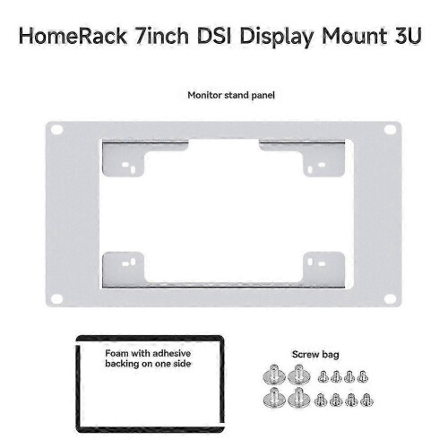 HomeRack 7inch DSI Display Mounting Panel, 3U Mounting Space, Compatible with compatible withRaspberry Pi 7inch Touch Displays 1