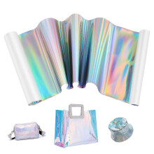 Iridescent Holographic PU Fabric Colorful Glossy Sheet Decorative PU Fabric compatible with DIY Patchwork Handbag
