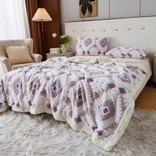 Hollow Taffeta Lambswool Blanket Purple 1pc
