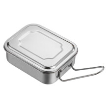 Stainless Steel Bento Lunch Box with Handle for Student Large Capacity Square Sealed Compartment Food Storage Containers
