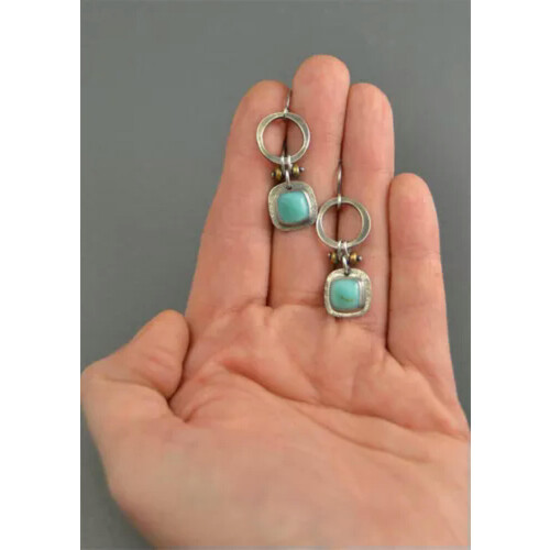Boho Drop Earrings 925 Silver with Tourmaline 1 Pair 2