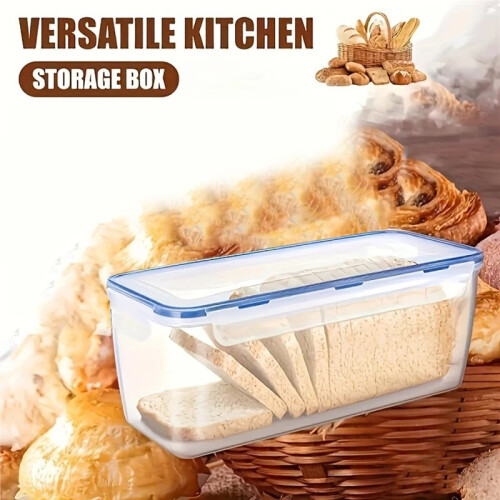 1pc 1.6L Capacity Food Storage Container Reusable Food Storage Box Flip Top Bread and Kitchen Organizer Multi- Function
