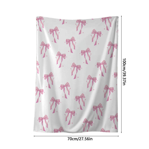 Fleece Throw Blanket Pink Bow Design 50x60 inches 2
