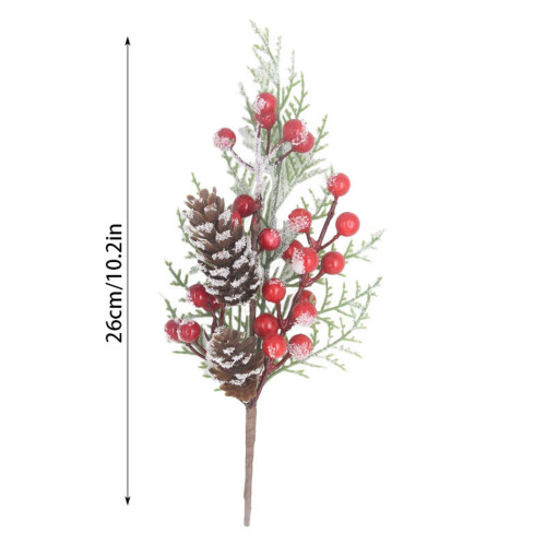 Red Berry and Pine Artificial Holly Stems 12 inch 2