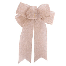 Christmas Tree Topper Bow Beige Linen 10x7.5 Inch