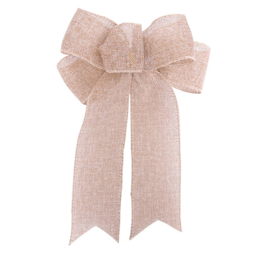 Christmas Tree Topper Bow Beige Linen 10x7.5 Inch