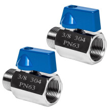 2-Pack 3/8 Inch Valve - 304 Stainless Steel NPT Female X Male Thread for Compact Spaces