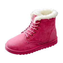 Women's Furry Lined Snow Boots Suede Leather Lace-Up Ankle